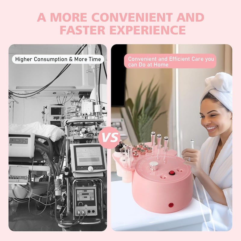 mcwdoit 3 in 1 Diamond Micro DermaBrasion Machine, Professional Dermabrasion Facial Skin Care Device with Wand, Spray Bottle and Vacuum Glass Tube for Personal Home Beauty Salon Use-Pink - Image 5